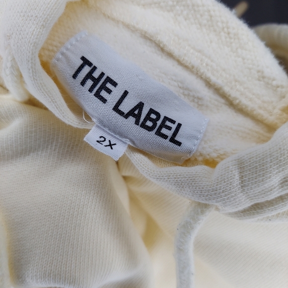 The Label The Hoodie 2X Women Cream Long Sleeve Pocket Pullon Cotton Fleece 2XL - Picture 7 of 9